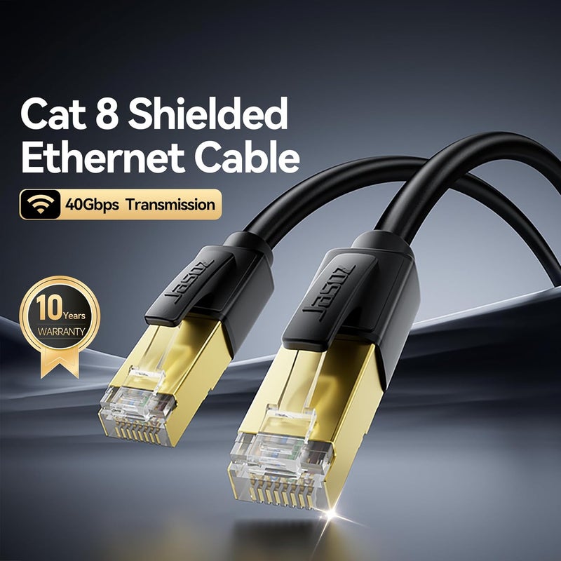 DiamondTiger كابل إيثرنت Cat 8، سرعة عالية 40 جيجابت في الثانية 2000 ميغاهرتز، كابل شبكة RJ45 محمي للاستخدام الداخلي، كابلات LAN ثقيلة الوزن متوافقة مع أجهزة الكمبيوتر للألعاب PS5 Xbox مودم راوتر (3 أقدام/1 متر) - Image 2